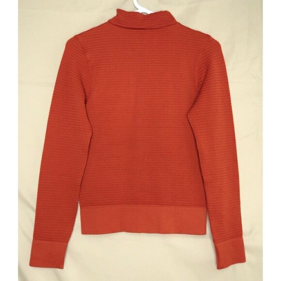 Aura Active Full Zip Jacket Stretch Waffle Burnt Orange Long Sleeve Womens S/M - Picture 6 of 11
